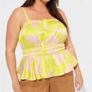 Torrid NWT’s Women’s Plus Size Peplum Square Neck Neon Dloral Crop Cami Size 2X